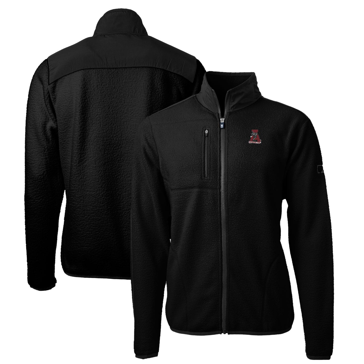 Men's Cutter & Buck Black Alabama Crimson Tide Logo Big & Tall Cascade Eco Sherpa Fleece Full-Zip Jacket