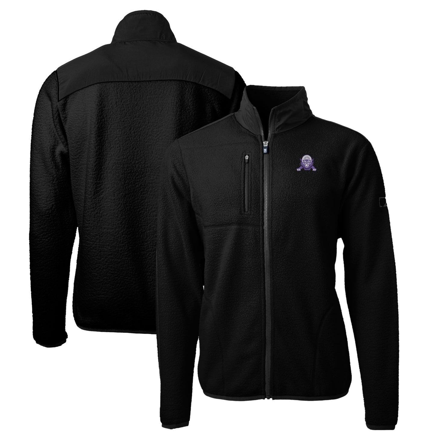 Men's Cutter & Buck Black Northwestern Wildcats Logo Big & Tall Cascade Eco Sherpa Fleece Full-Zip Jacket