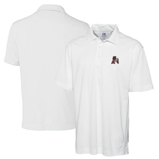 Men's Cutter & Buck White Arkansas Razorbacks Big & Tall DryTec Genre Textured Solid Polo