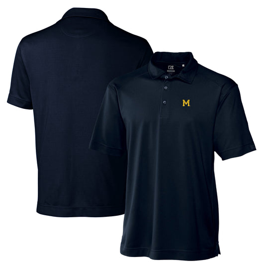 Men's Cutter & Buck Navy Michigan Wolverines Big & Tall DryTec Genre Textured Solid Polo