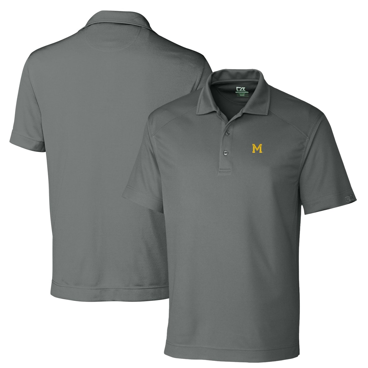 Men's Cutter & Buck Steel Michigan Wolverines Big & Tall DryTec Genre Textured Solid Polo