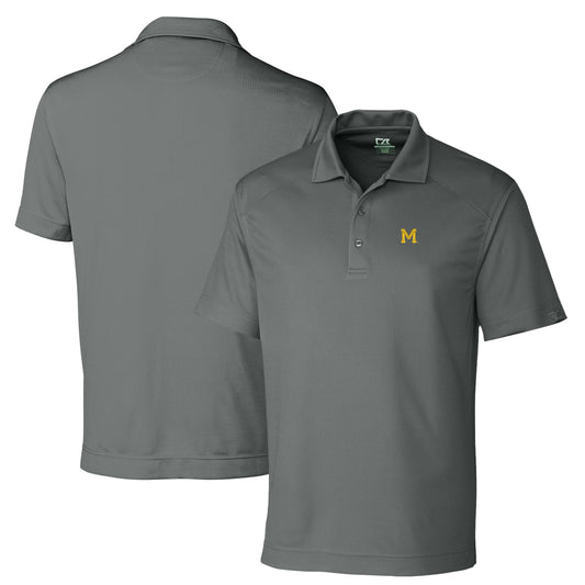 Men's Cutter & Buck Steel Michigan Wolverines Big & Tall DryTec Genre Textured Solid Polo