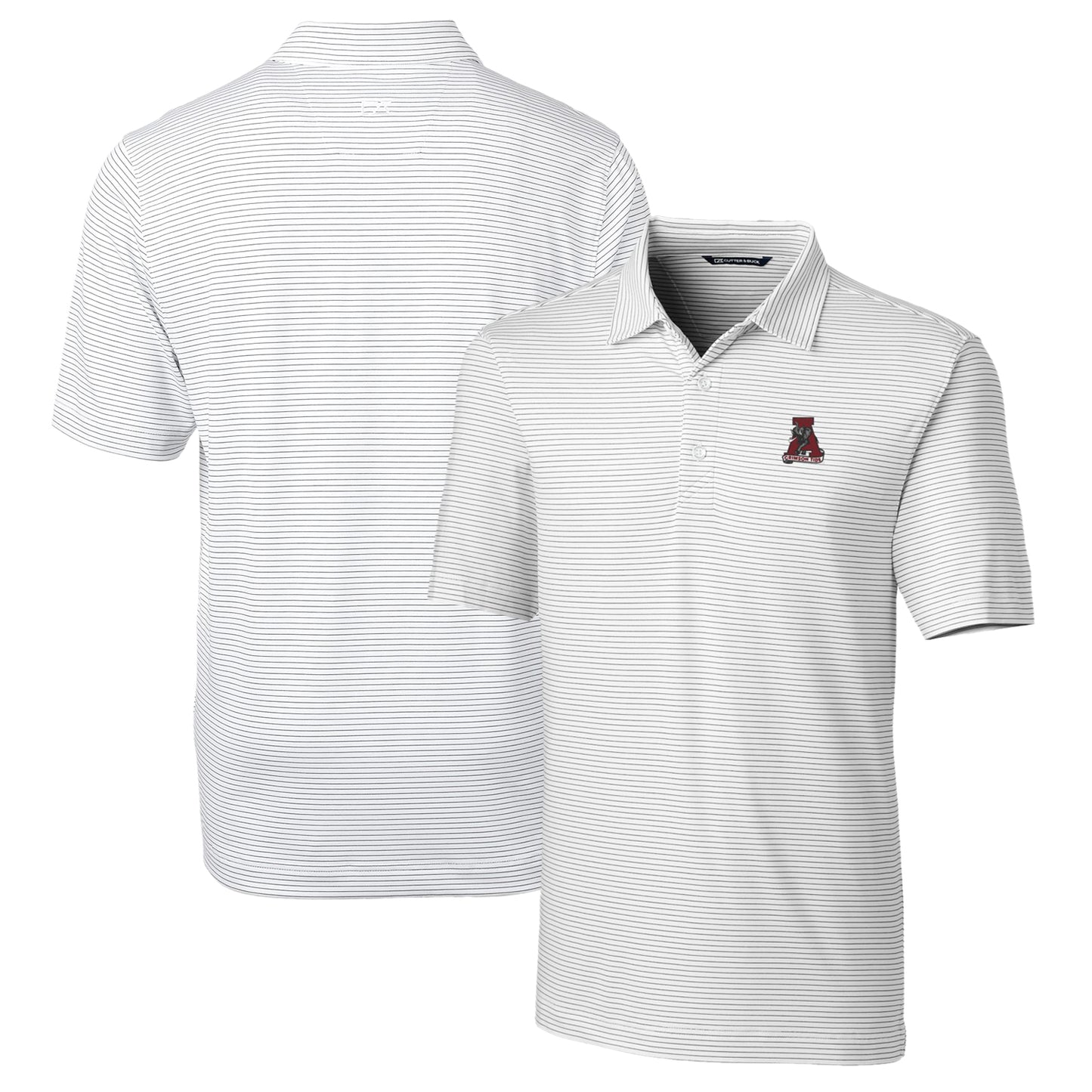Men's Cutter & Buck White Alabama Crimson Tide Big & Tall Forge Pencil Stripe Stretch Polo
