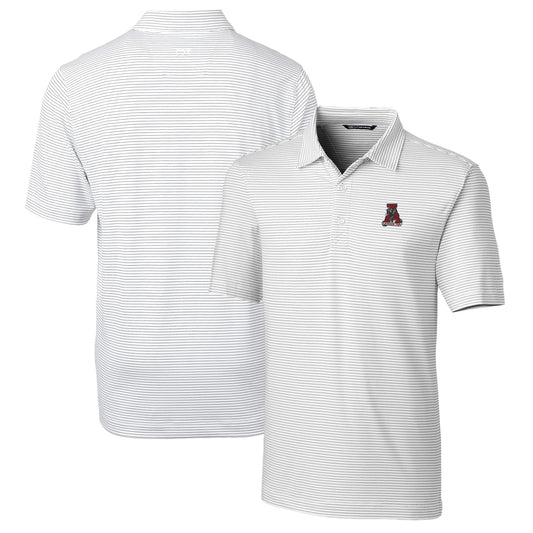 Men's Cutter & Buck White Alabama Crimson Tide Big & Tall Forge Pencil Stripe Stretch Polo