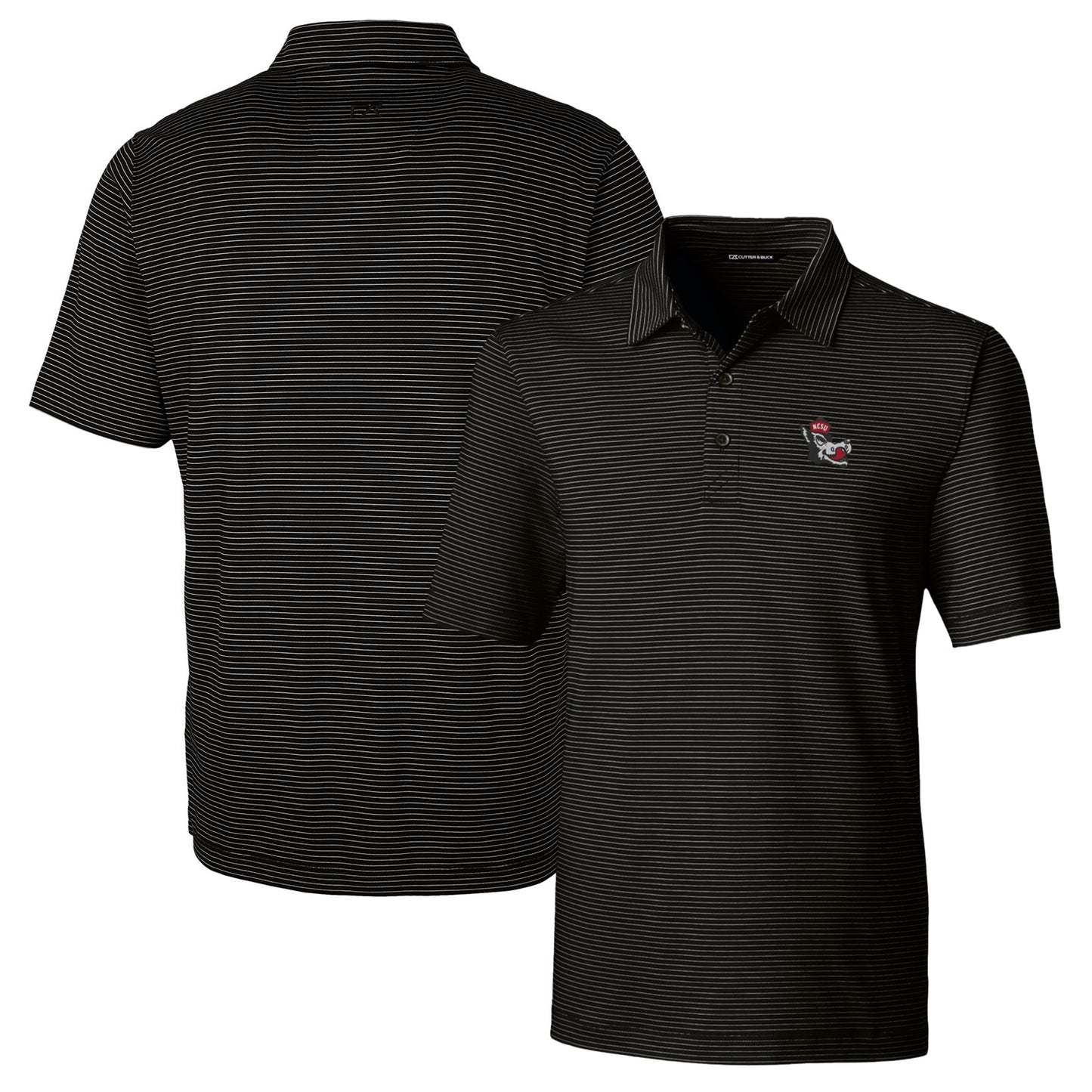 Men's Cutter & Buck Black NC State Wolfpack Big & Tall Forge Pencil Stripe Stretch Polo