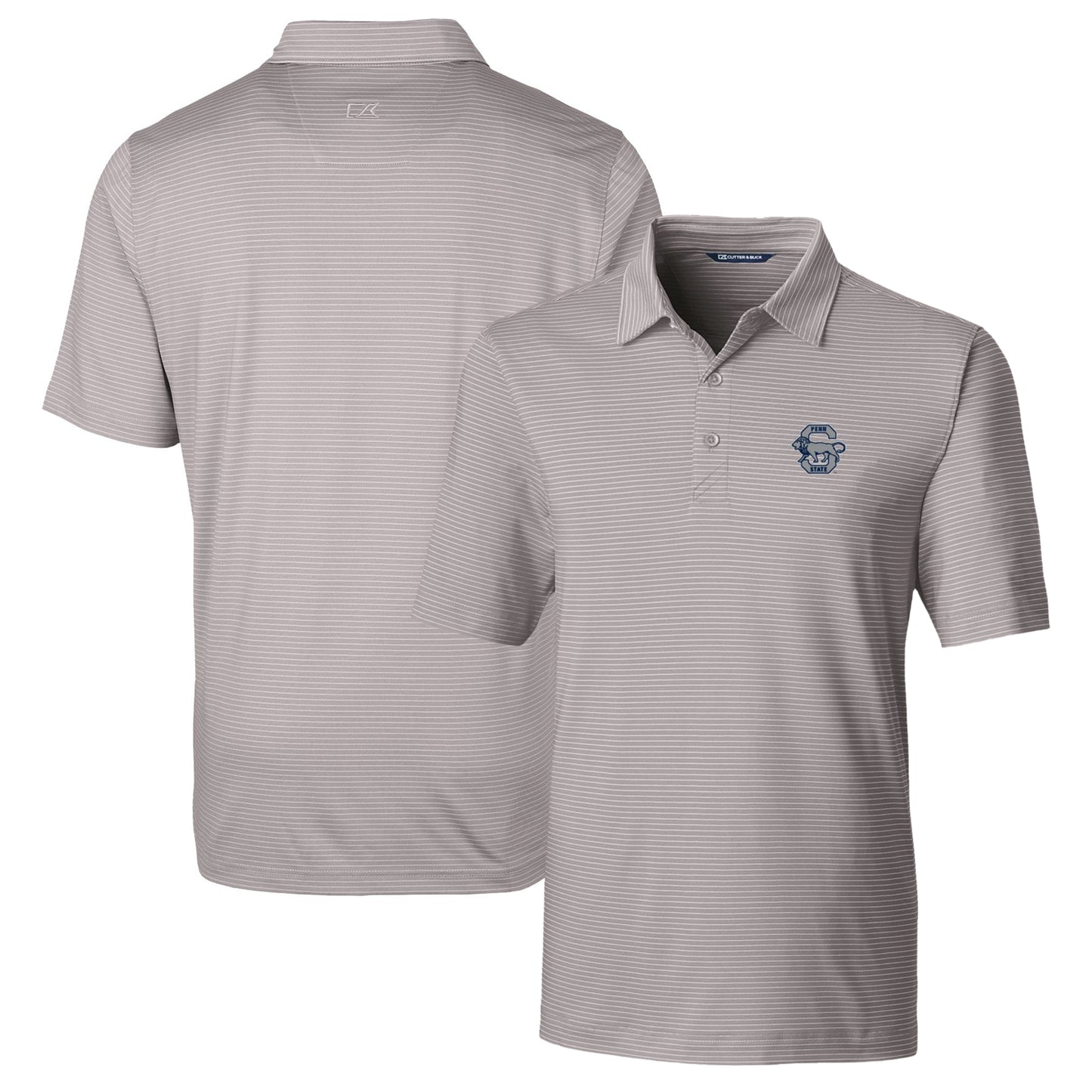 Men's Cutter & Buck Gray Penn State Nittany Lions Big & Tall Forge Pencil Stripe Stretch Polo