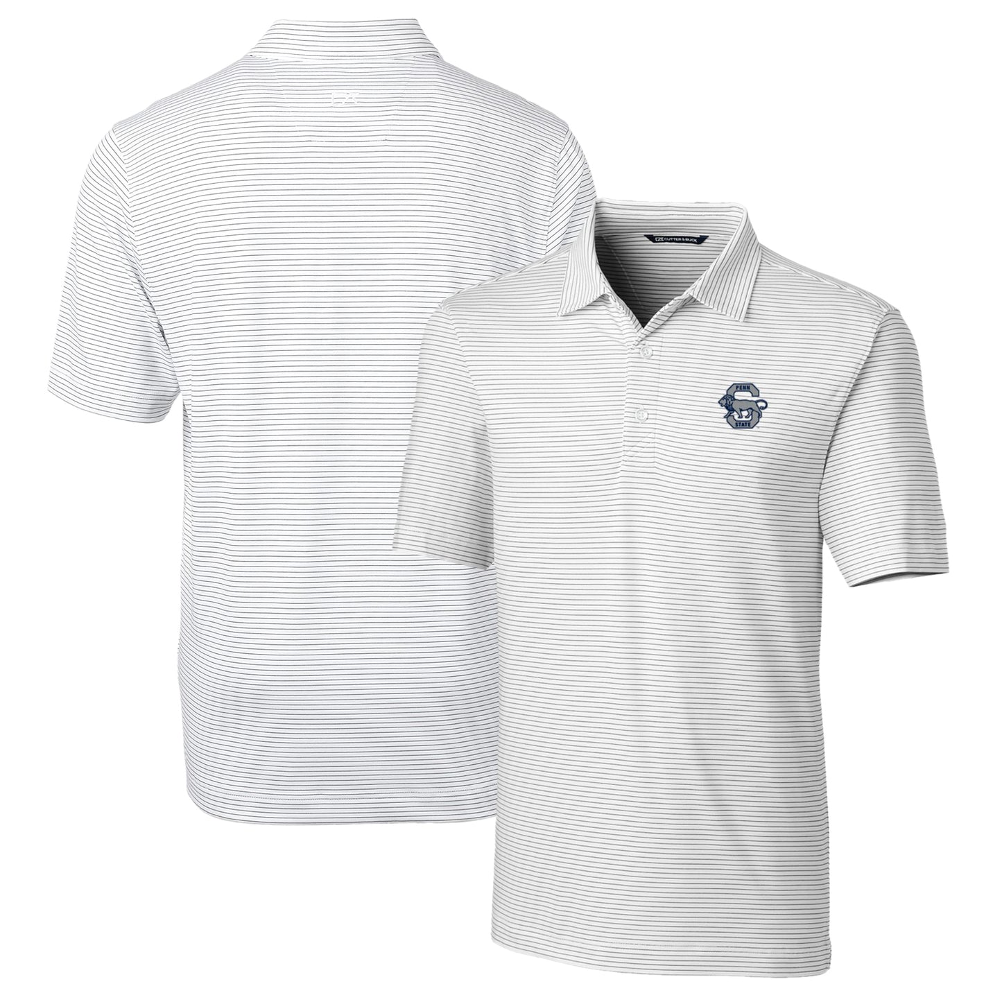 Men's Cutter & Buck White Penn State Nittany Lions Big & Tall Forge Pencil Stripe Stretch Polo