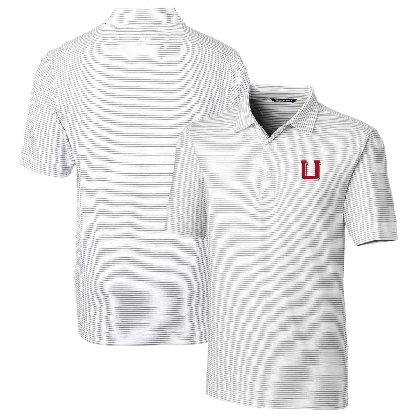 Men's Cutter & Buck White Utah Utes Big & Tall Forge Pencil Stripe Stretch Polo