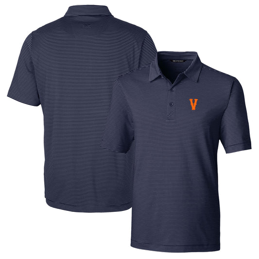 Men's Cutter & Buck Navy Virginia Cavaliers Vintage Big & Tall Forge Pencil Stripe Stretch Polo
