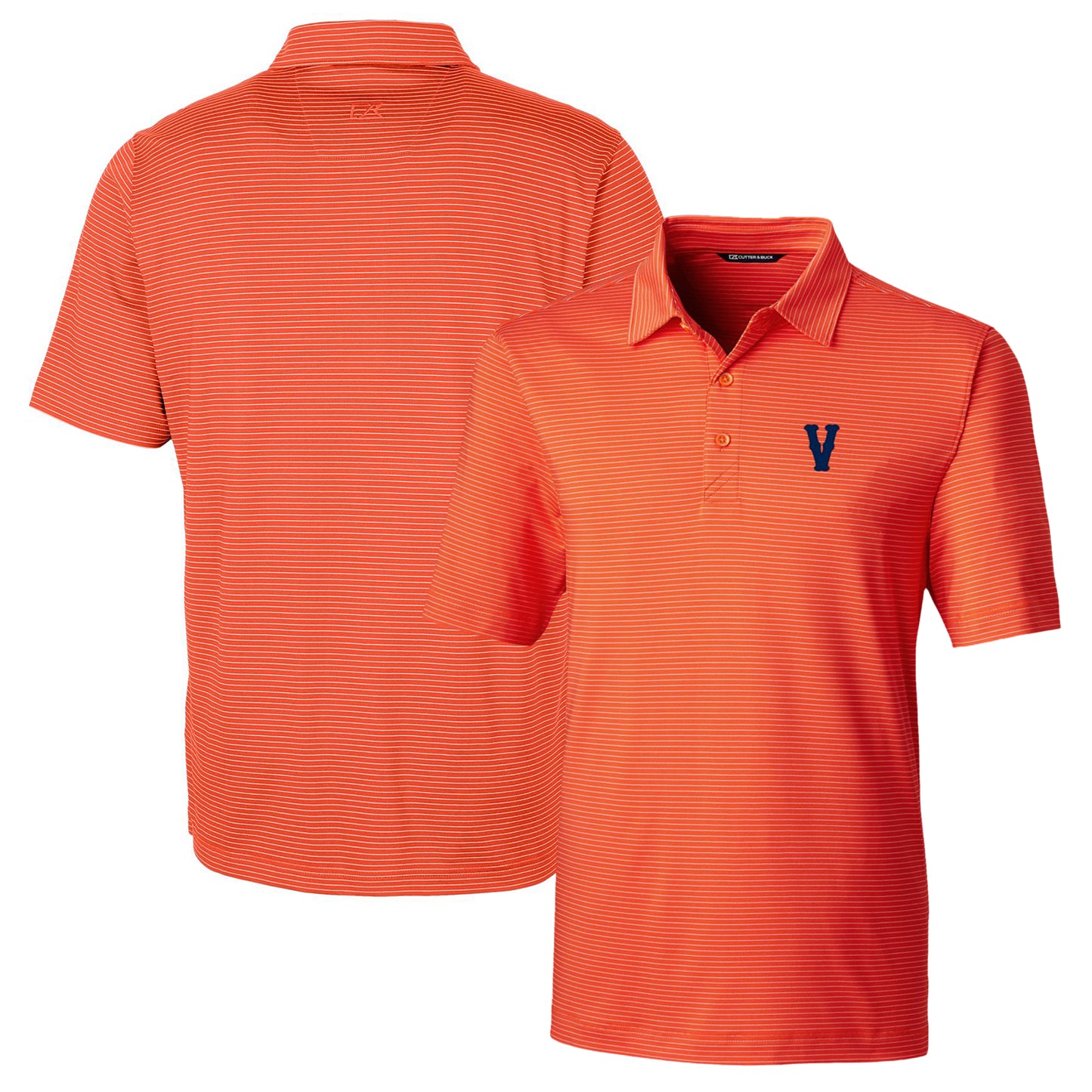 Men's Cutter & Buck Orange Virginia Cavaliers Vintage Big & Tall Forge Pencil Stripe Stretch Polo