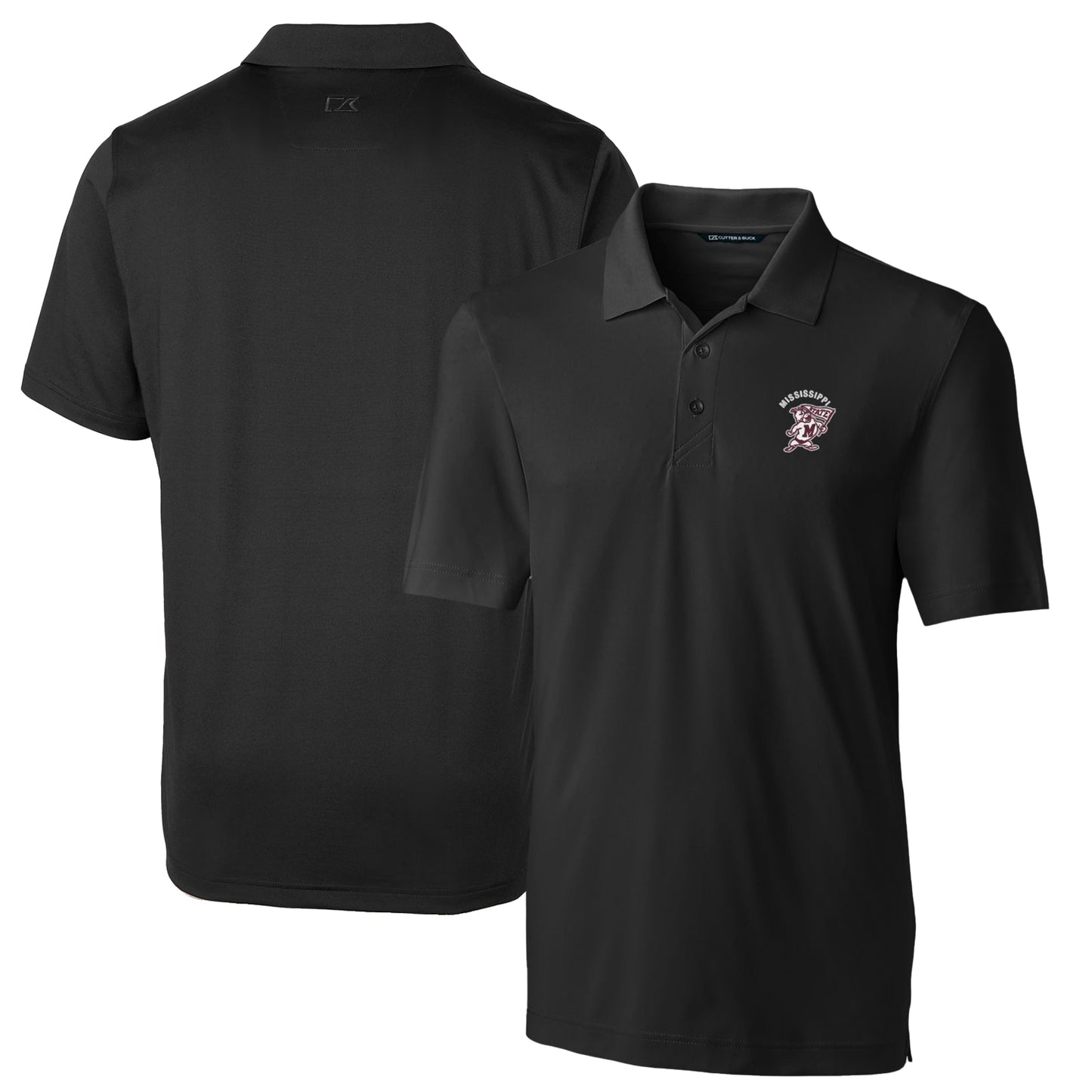 Men's Cutter & Buck Black Mississippi State Bulldogs Logo Big & Tall Forge Stretch Polo