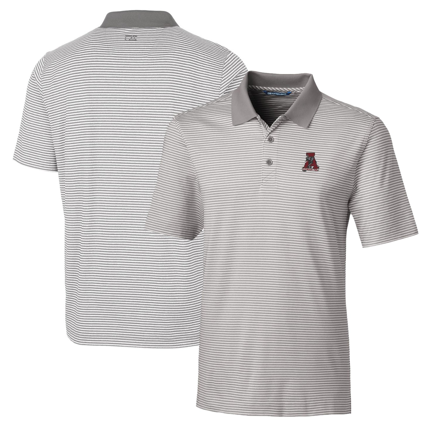 Men's Cutter & Buck Gray Alabama Crimson Tide Big & Tall Forge Tonal Stripe Stretch Polo