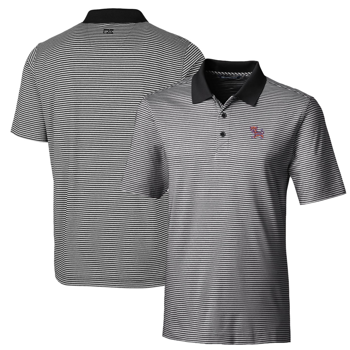 Men's Cutter & Buck Black Clemson Tigers Big & Tall Forge Tonal Stripe Stretch Polo