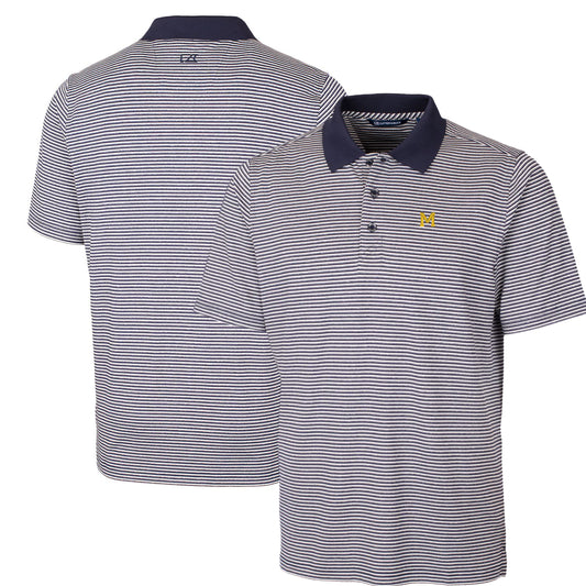 Men's Cutter & Buck Navy Michigan Wolverines Big & Tall Forge Tonal Stripe Stretch Polo