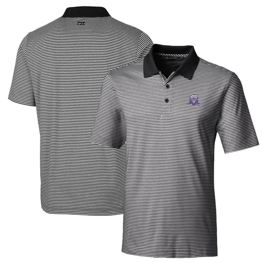 Men's Cutter & Buck Black Northwestern Wildcats Big & Tall Forge Tonal Stripe Stretch Polo