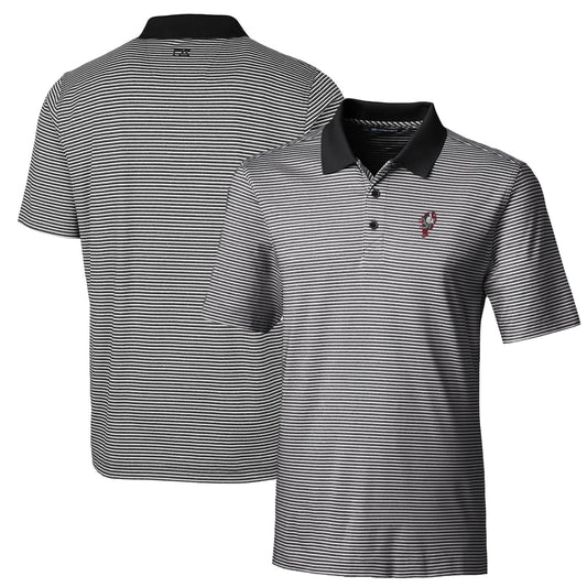 Men's Cutter & Buck Black Ohio State Buckeyes Big & Tall Forge Tonal Stripe Stretch Polo
