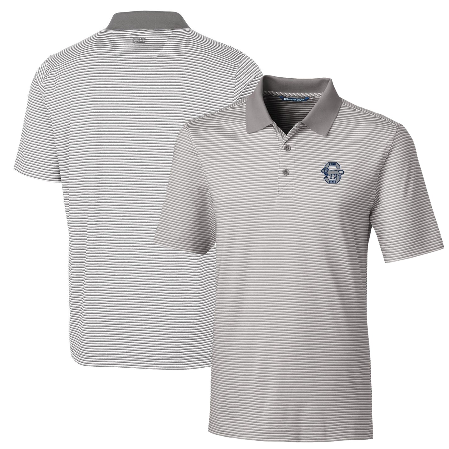 Men's Cutter & Buck Gray Penn State Nittany Lions Big & Tall Forge Tonal Stripe Stretch Polo