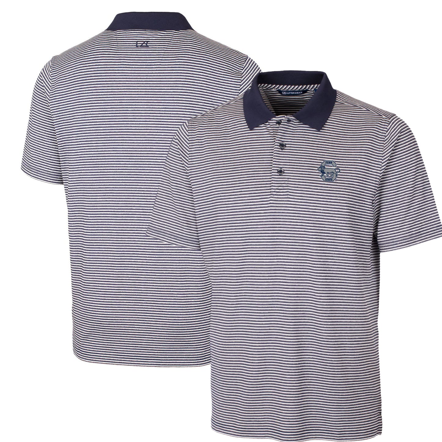 Men's Cutter & Buck Navy Penn State Nittany Lions Big & Tall Forge Tonal Stripe Stretch Polo