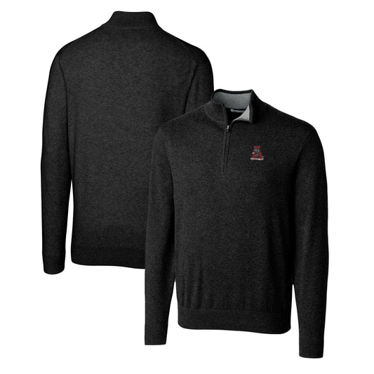 Men's Cutter & Buck Black Alabama Crimson Tide Lakemont Tri-Blend Big & Tall Quarter-Zip Pullover Sweater