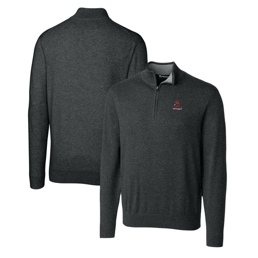 Men's Cutter & Buck Heather Charcoal Alabama Crimson Tide Lakemont Tri-Blend Big & Tall Quarter-Zip Pullover Sweater