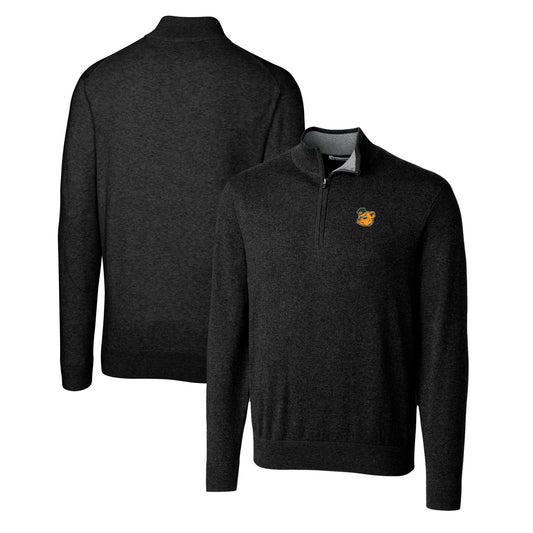 Men's Cutter & Buck Black Baylor Bears Lakemont Tri-Blend Big & Tall Quarter-Zip Pullover Sweater