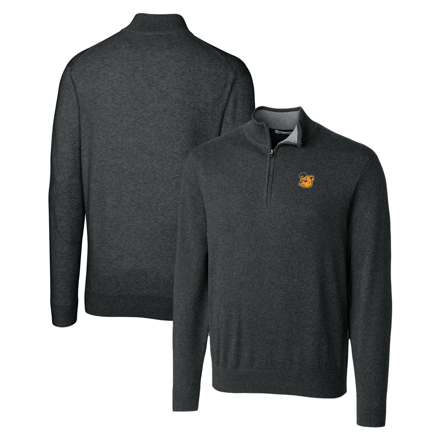 Men's Cutter & Buck Heather Charcoal Baylor Bears Lakemont Tri-Blend Big & Tall Quarter-Zip Pullover Sweater