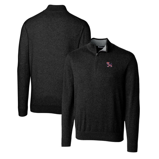 Men's Cutter & Buck Black Clemson Tigers Lakemont Tri-Blend Big & Tall Quarter-Zip Pullover Sweater