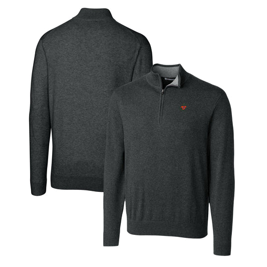 Men's Cutter & Buck Heather Charcoal Florida Gators Lakemont Tri-Blend Big & Tall Quarter-Zip Pullover Sweater