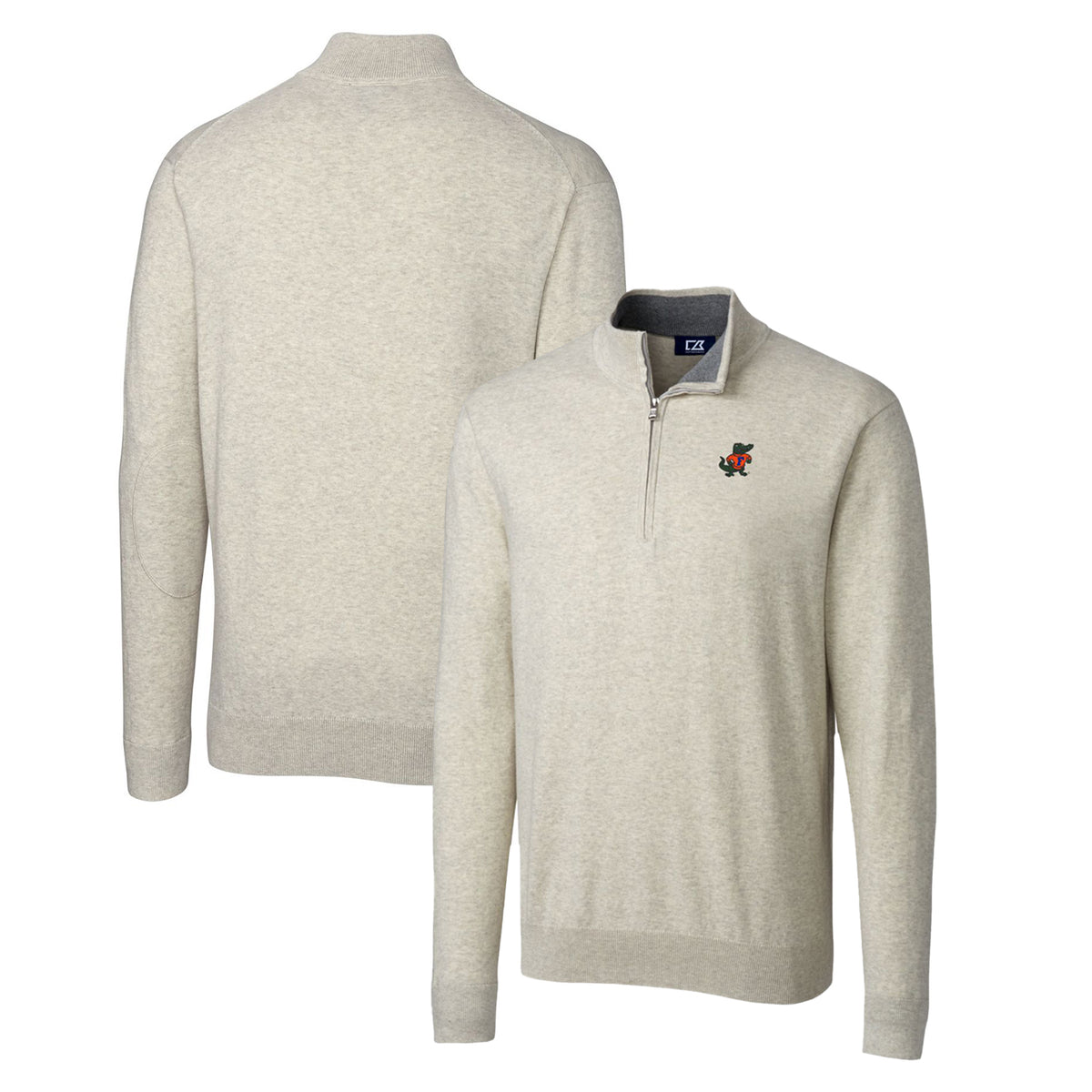 Men's Cutter & Buck Oatmeal Florida Gators Lakemont Tri-Blend Big & Tall Quarter-Zip Pullover Sweater