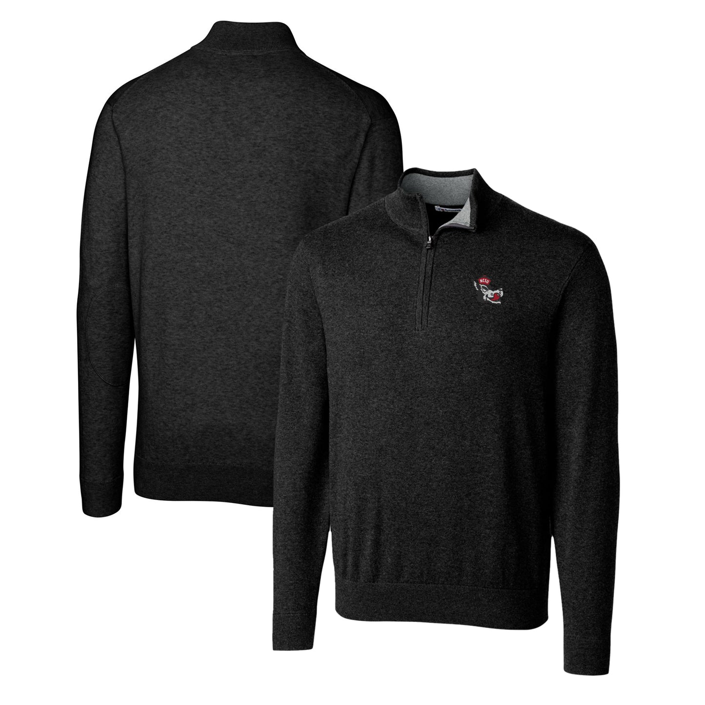 Men's Cutter & Buck Black NC State Wolfpack Lakemont Tri-Blend Big & Tall Quarter-Zip Pullover Sweater