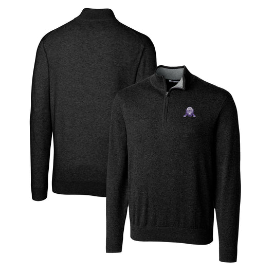 Men's Cutter & Buck Black Northwestern Wildcats Lakemont Tri-Blend Big & Tall Quarter-Zip Pullover Sweater