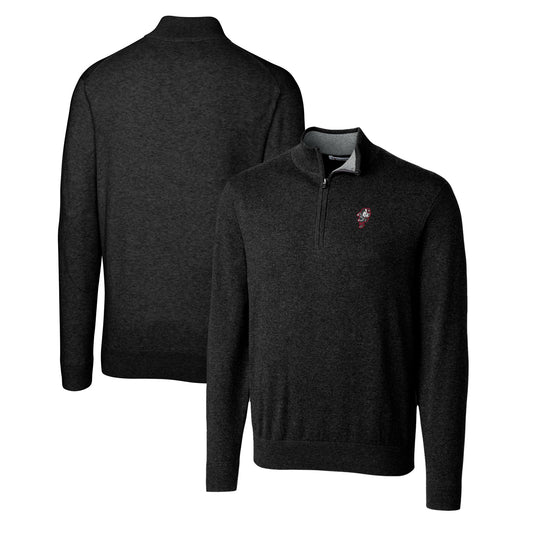 Men's Cutter & Buck Black Ohio State Buckeyes Lakemont Tri-Blend Big & Tall Quarter-Zip Pullover Sweater