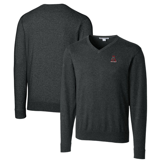 Men's Cutter & Buck Heather Charcoal Alabama Crimson Tide Lakemont Tri-Blend Big & Tall V-Neck Pullover Sweater