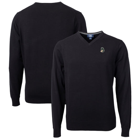 Men's Cutter & Buck Black Michigan State Spartans Lakemont Tri-Blend Big & Tall V-Neck Pullover Sweater