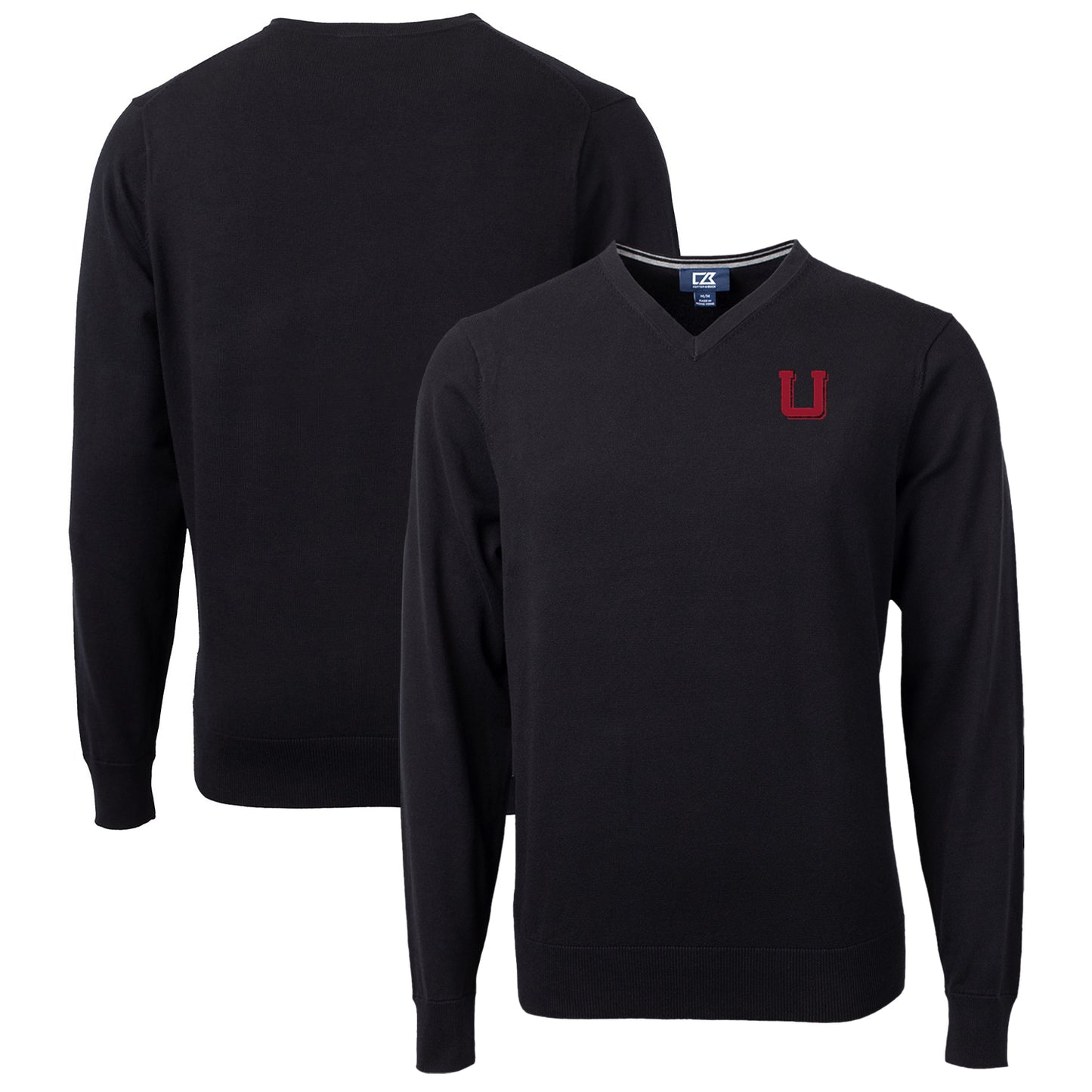 Men's Cutter & Buck Black Utah Utes Lakemont Tri-Blend Big & Tall V-Neck Pullover Sweater