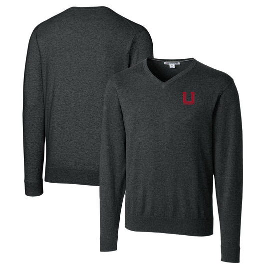 Men's Cutter & Buck Heather Charcoal Utah Utes Lakemont Tri-Blend Big & Tall V-Neck Pullover Sweater