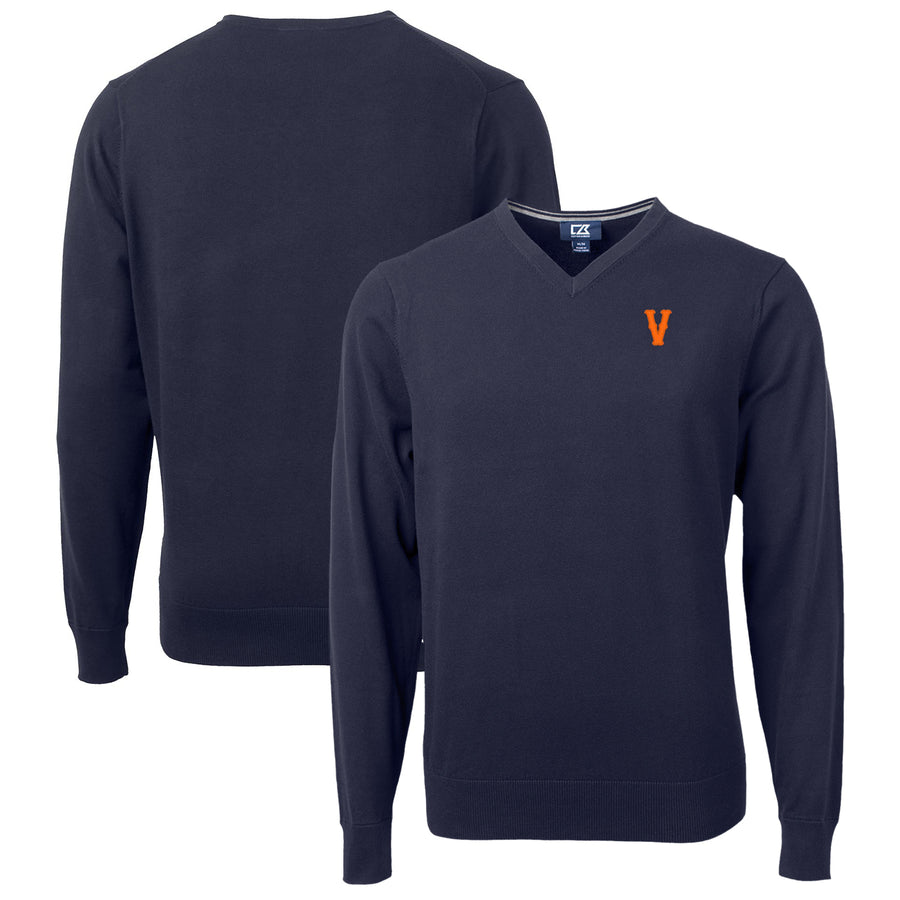 Men's Cutter & Buck Navy Virginia Cavaliers Vintage Lakemont Tri-Blend Big & Tall V-Neck Pullover Sweater