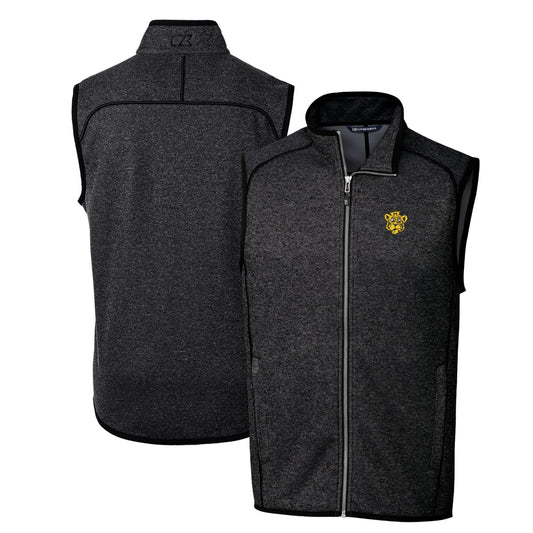 Men's Cutter & Buck Heather Charcoal Missouri Tigers Mainsail Sweater-Knit Big & Tall Full-Zip Vest