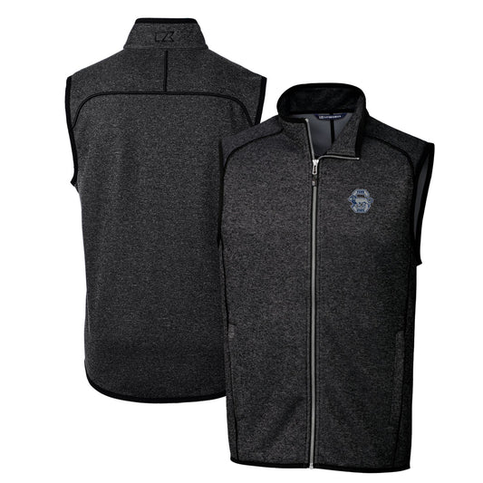 Men's Cutter & Buck Heather Charcoal Penn State Nittany Lions Mainsail Sweater-Knit Big & Tall Full-Zip Vest