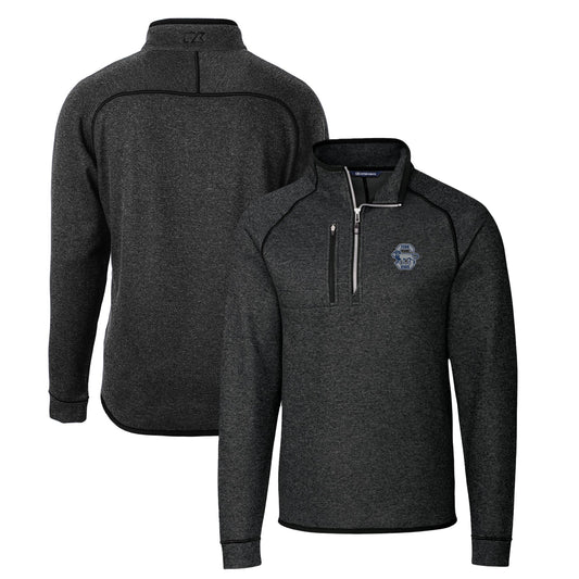 Men's Cutter & Buck Heather Charcoal Penn State Nittany Lions Mainsail Sweater-Knit Big & Tall Half-Zip Pullover Jacket