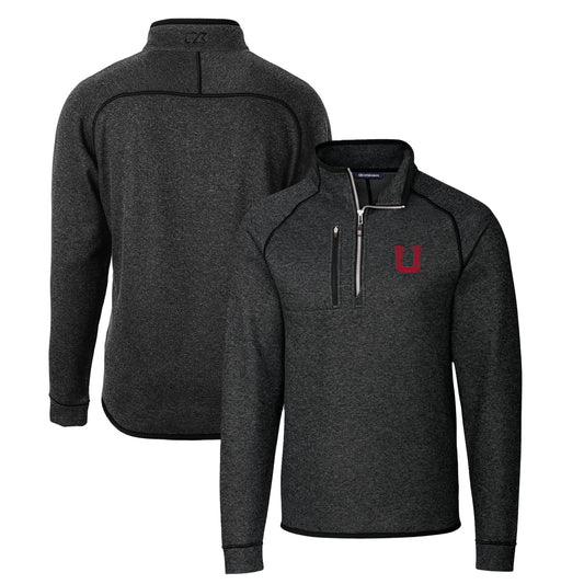 Men's Cutter & Buck Heather Charcoal Utah Utes Mainsail Sweater-Knit Big & Tall Half-Zip Pullover Jacket