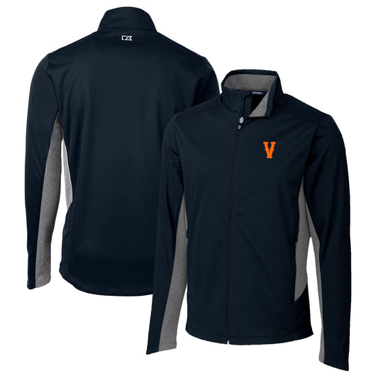 Men's Cutter & Buck Navy Virginia Cavaliers Vintage Navigate Softshell Big & Tall Full-Zip Jacket
