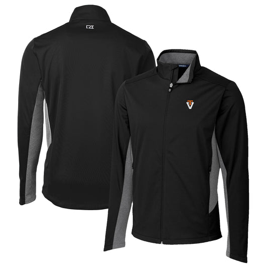 Men's Cutter & Buck Black Virginia Tech Hokies Navigate Softshell Big & Tall Full-Zip Jacket