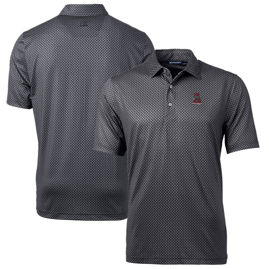 Men's Cutter & Buck Black Alabama Crimson Tide Team Logo Big & Tall Pike Banner Print Polo