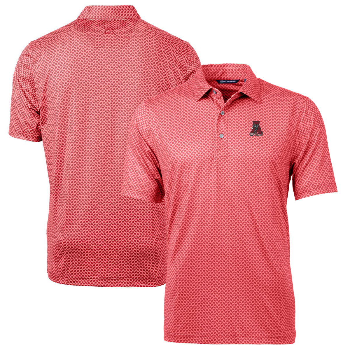 Men's Cutter & Buck Crimson Alabama Crimson Tide Team Logo Big & Tall Pike Banner Print Polo