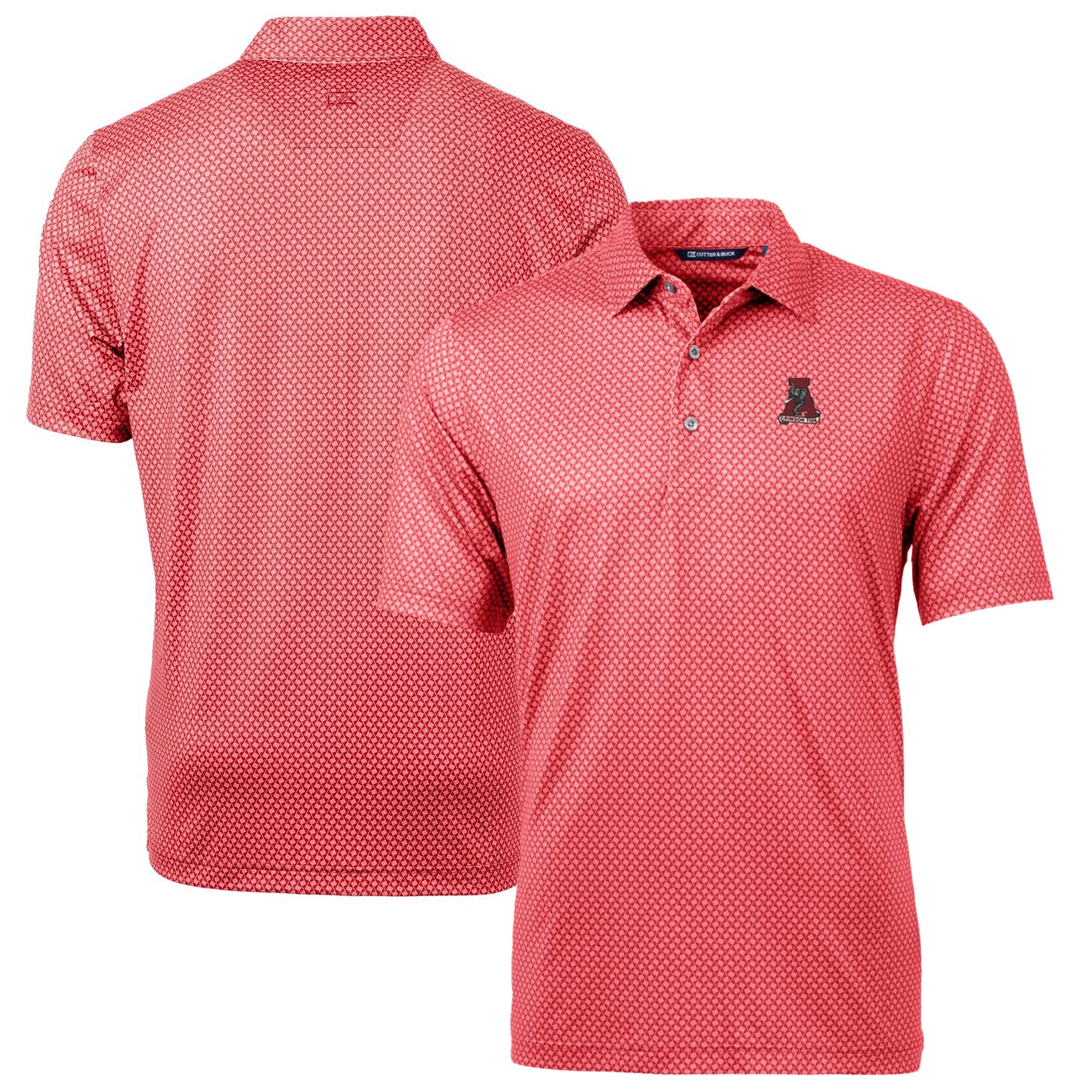 Men's Cutter & Buck Crimson Alabama Crimson Tide Team Logo Big & Tall Pike Banner Print Polo