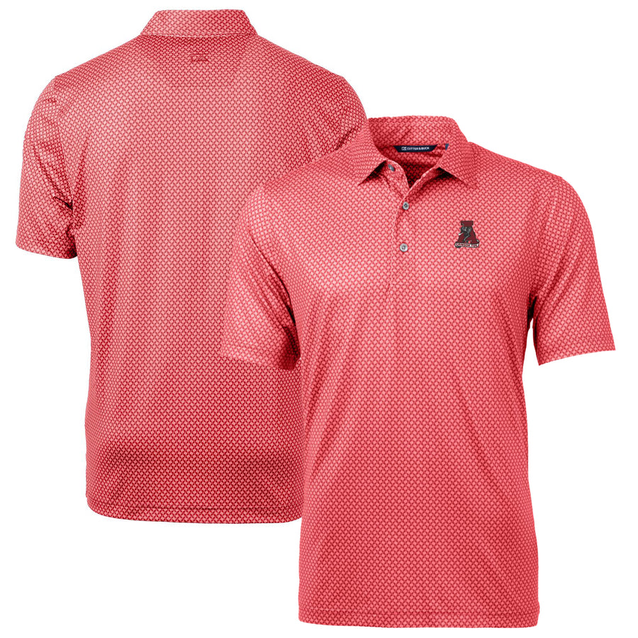 Men's Cutter & Buck Crimson Alabama Crimson Tide Team Logo Big & Tall Pike Banner Print Polo