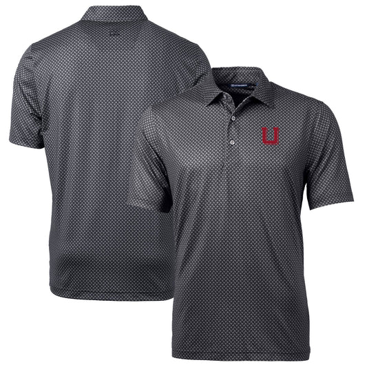 Men's Cutter & Buck Black Utah Utes Team Logo Big & Tall Pike Banner Print Polo