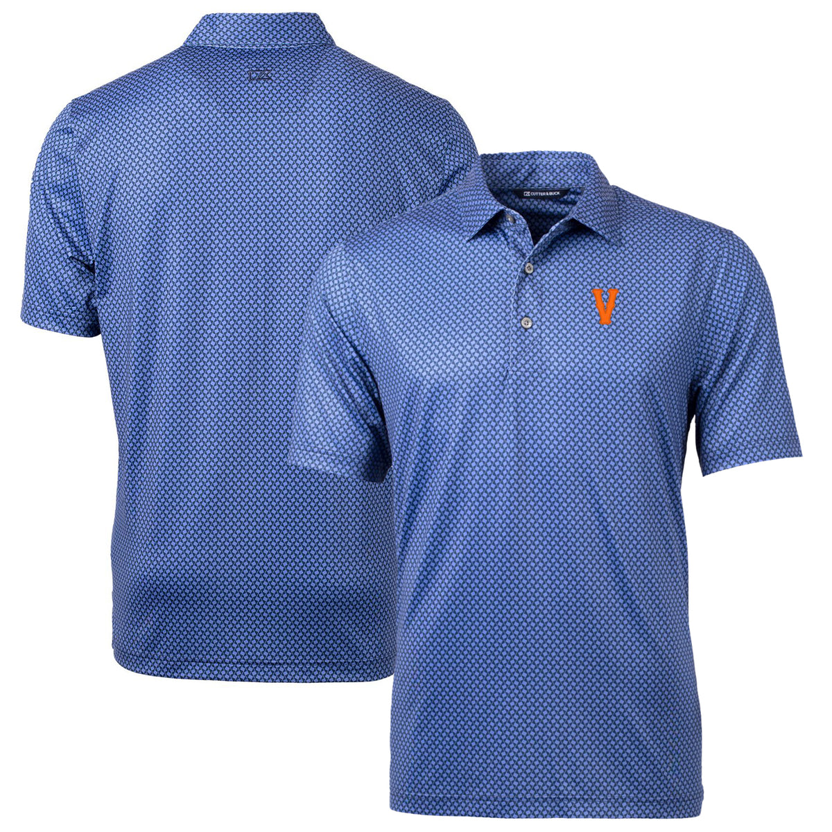 Men's Cutter & Buck Navy Virginia Cavaliers Vintage Team Logo Big & Tall Pike Banner Print Polo