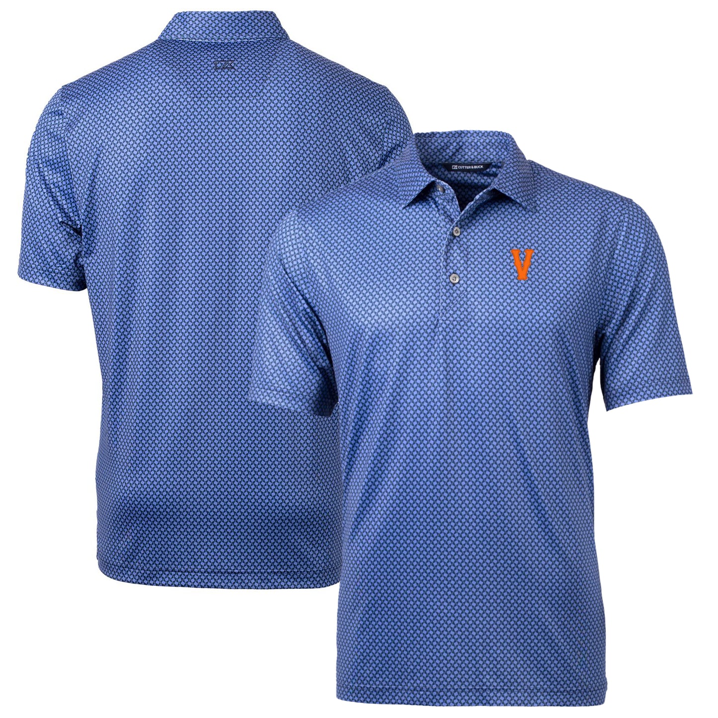 Men's Cutter & Buck Navy Virginia Cavaliers Vintage Team Logo Big & Tall Pike Banner Print Polo